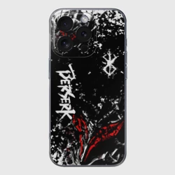 Чехол для iPhone 16 Pro Max силиконовый с защитой камеры Берсерк Черная маска