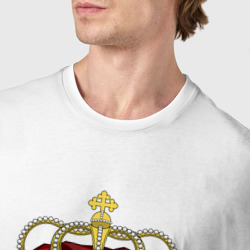 Футболка с принтом Самый лучший папа Царь для мужчины, вид на модели спереди №4. Цвет основы: белый