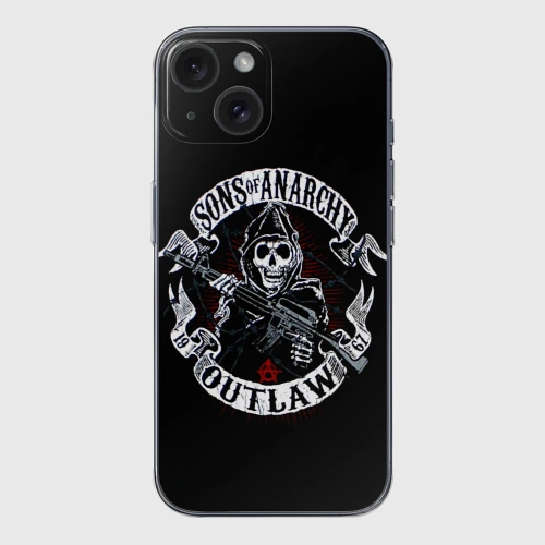 Чехол для iPhone 15 силиконовый с защитой камеры SOA Outlow
