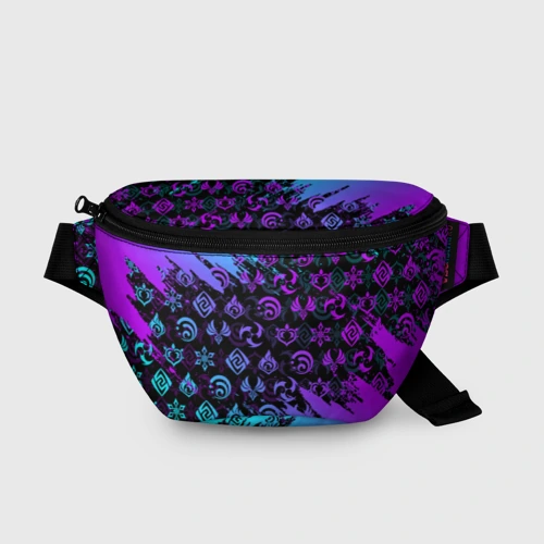 Поясная сумка 3D Genshin neon pattern symbol неон эмблемы