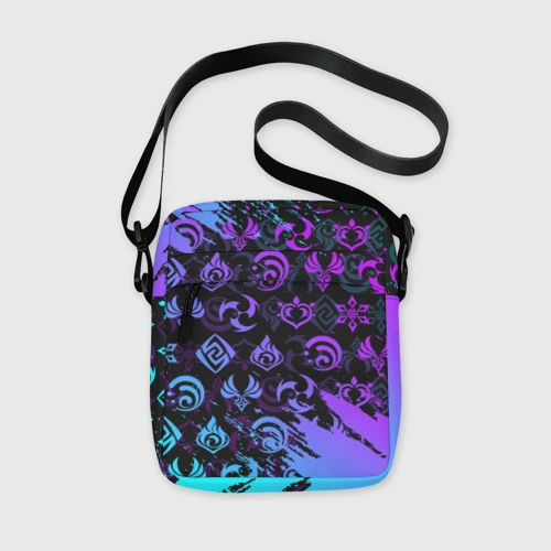 Сумка через плечо 3D Genshin neon pattern symbol неон эмблемы