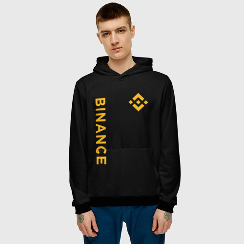 Мужская толстовка 3D Бинанс лого карбон Binance logo, цвет черный - фото 3