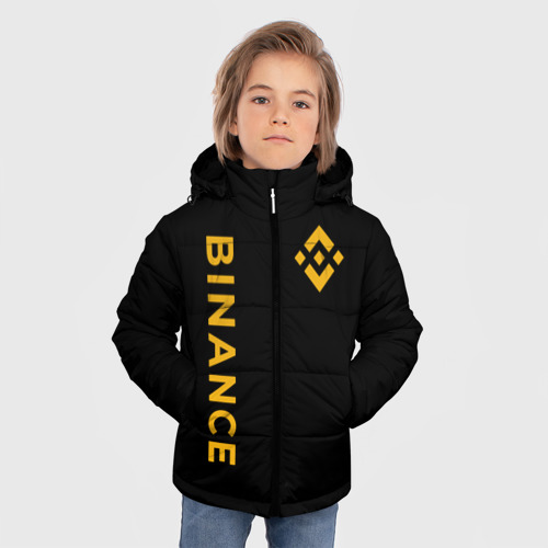 Зимняя куртка для мальчиков 3D Бинанс лого карбон Binance logo, цвет светло-серый - фото 3