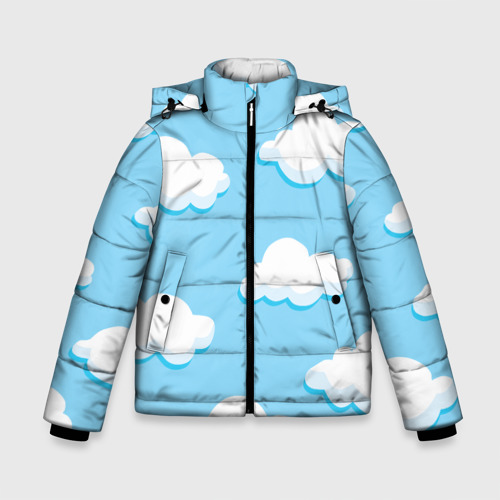 Зимняя куртка для мальчиков 3D Белые облака, цвет красный
