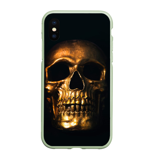 Чехол для iPhone XS Max матовый Gold Skull, цвет салатовый