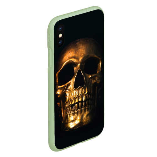 Чехол для iPhone XS Max матовый Gold Skull, цвет салатовый - фото 3