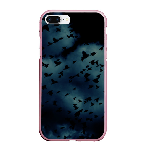 Чехол для iPhone 7Plus/8 Plus матовый Flock of birds, цвет розовый