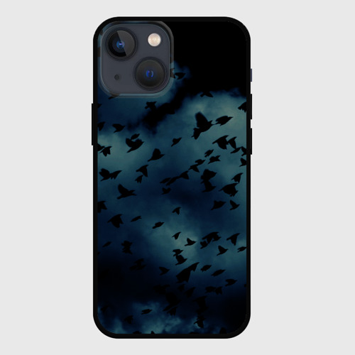 Чехол для iPhone 13 mini с принтом Flock of birds, вид спереди #2