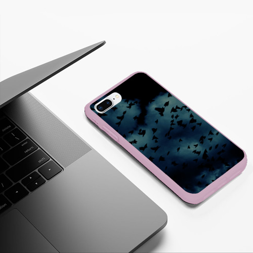 Чехол для iPhone 7Plus/8 Plus матовый Flock of birds, цвет розовый - фото 5