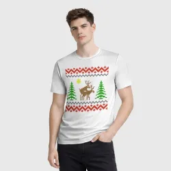 Мужская футболка 3D Олени sexy - ugly sweater - фото 2