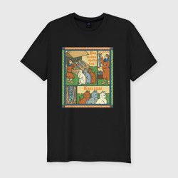 Рыбов продаёте Красивое мем в средневековом стиле лубок – Мужская футболка хлопок Slim с принтом купить