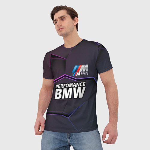 Мужская футболка 3D с принтом BMW Perfomance, фото на моделе #1