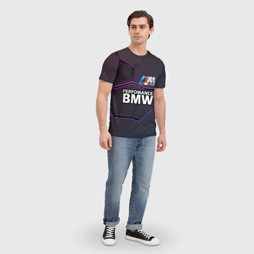 Мужская футболка 3D с принтом BMW Perfomance, вид сбоку #3