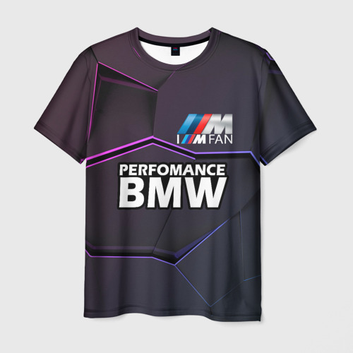 Мужская футболка 3D с принтом BMW Perfomance, вид спереди #2