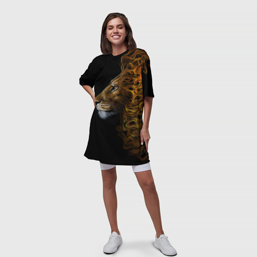 Платье-футболка 3D Пламенный Лев, цвет 3D печать - фото 5