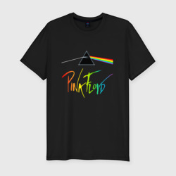 Мужская футболка хлопок Slim Pink Floyd color logo
