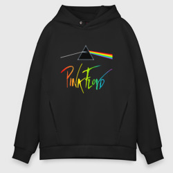 Мужское худи Oversize хлопок Pink Floyd color logo