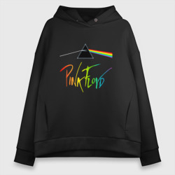 Женское худи Oversize хлопок Pink Floyd color logo