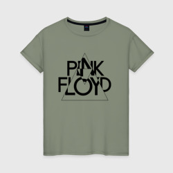 Женская футболка хлопок Pink Floyd logo Пинк флойд