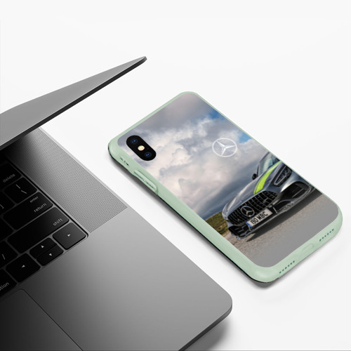 Чехол для iPhone XS Max матовый Mercedes V8 Biturbo Racing Team AMG, цвет салатовый - фото 5