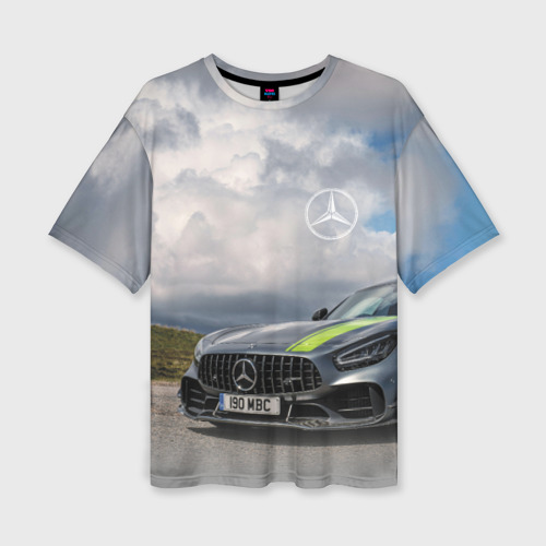 Женская футболка oversize 3D Mercedes V8 Biturbo Racing Team AMG, цвет 3D печать