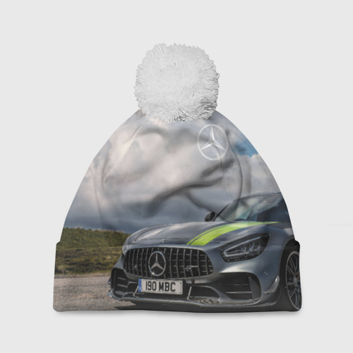 Шапка 3D c помпоном Mercedes V8 Biturbo Racing Team AMG, цвет 3D печать