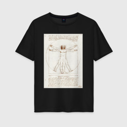 Женская футболка хлопок Oversize Леонардо да Винчи "Витрувианский человек" Приблизительно 1492