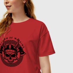 Женская футболка хлопок Oversize Прирожденный воин - фото 2