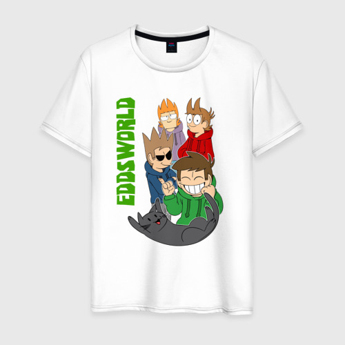 Мужская футболка из хлопка с принтом Ребята Eddsworld, вид спереди №1