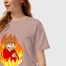 Женская футболка хлопок Oversize Tord Eddsworld - фото 2