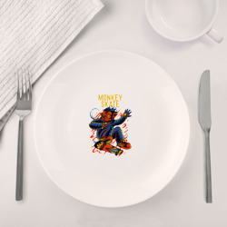 Набор: тарелка + кружка Обезьяна космонавт на скейте - фото 2