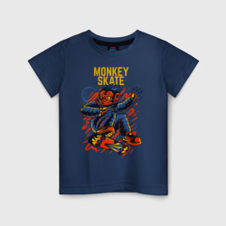 Детская футболка хлопок Обезьяна космонавт на скейте