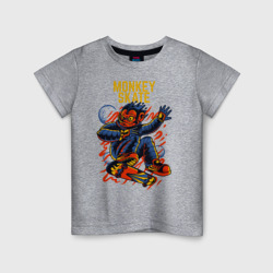 Детская футболка хлопок Обезьяна космонавт на скейте