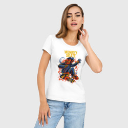 Женская футболка хлопок Slim Обезьяна космонавт на скейте - фото 2
