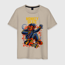 Обезьяна космонавт на скейте – Мужская футболка хлопок с принтом купить со скидкой в -20%