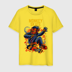 Мужская футболка хлопок Обезьяна космонавт на скейте