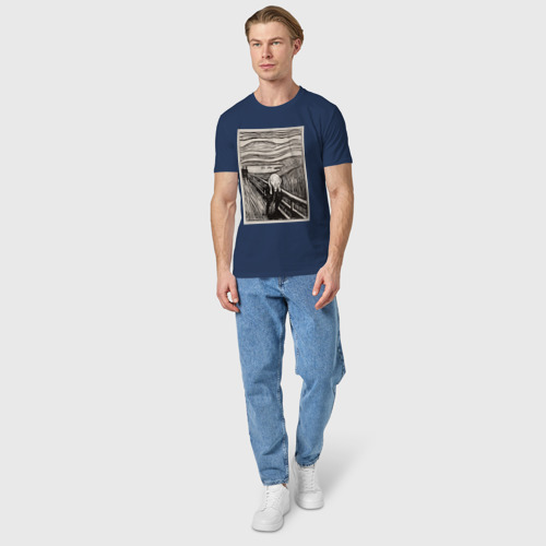Мужская футболка хлопок Эдвард Мунк "Крик" 1895, цвет темно-синий - фото 5