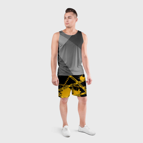 Мужские шорты спортивные PUBG danger лента, цвет 3D печать - фото 4