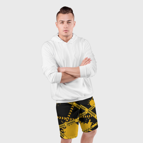 Мужские шорты спортивные PUBG danger лента, цвет 3D печать - фото 5