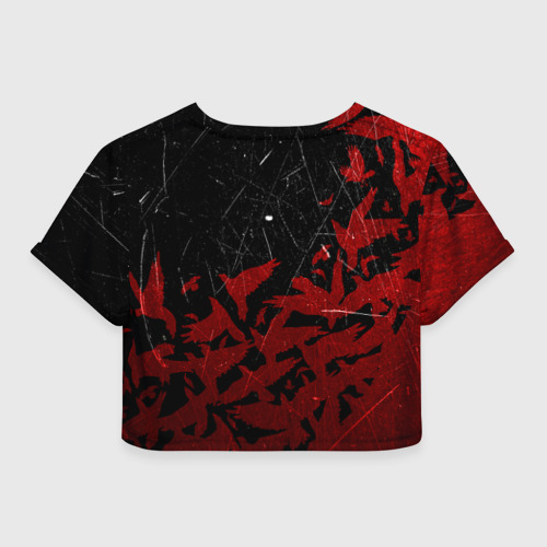 Женская футболка Crop-top 3D Берсерк клеймо лого стая ворон, red crow, цвет 3D печать - фото 2