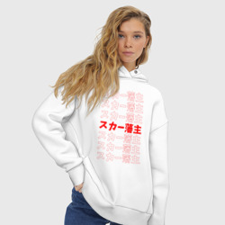 Женское худи Oversize хлопок Scarlxrd red pattern logo - фото 2