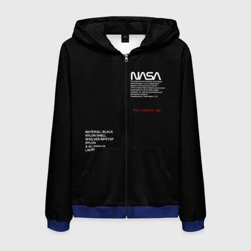 Мужская толстовка 3D на молнии NASA fall winter 1990