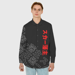 Мужская рубашка oversize 3D Scarlxrd Japan style иероглифы - фото 2