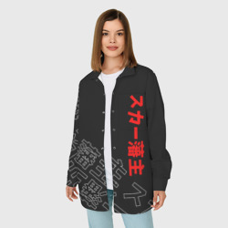 Женская рубашка oversize 3D Scarlxrd Japan style иероглифы - фото 2