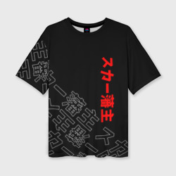 Женская футболка oversize 3D Scarlxrd Japan style иероглифы