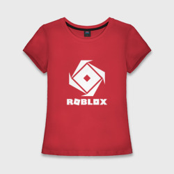 Женская футболка хлопок Slim Roblox white logo