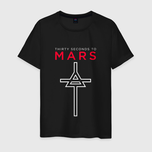 Мужская футболка из хлопка с принтом 30 Seconds To Mars, logo, вид спереди №1