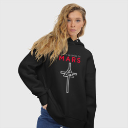 Женское худи Oversize хлопок 30 Seconds To Mars, logo - фото 2