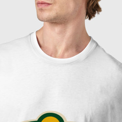 Футболка с принтом Миннесота Уайлд логотип для мужчины, вид на модели спереди №4. Цвет основы: белый
