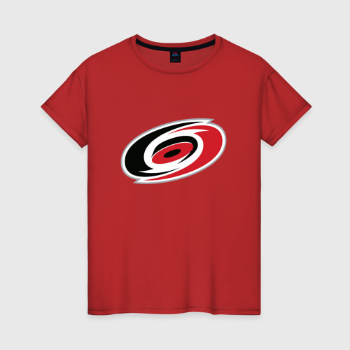 Женская футболка хлопок Каролина Харрикейнз, Carolina Hurricanes логотип, цвет красный